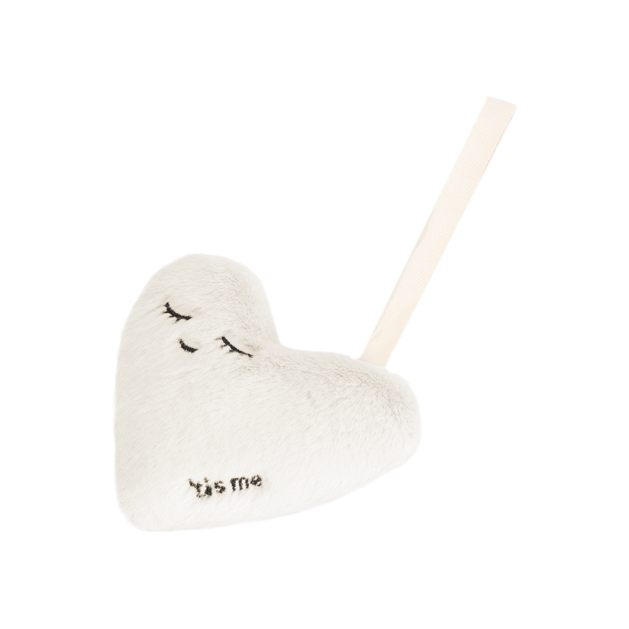 Paci Rattle Holder (Heart, Cream)